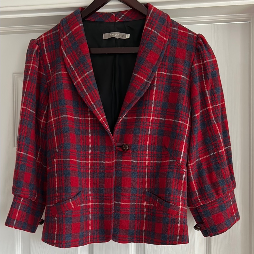Red Plaid Women's Wool blazer